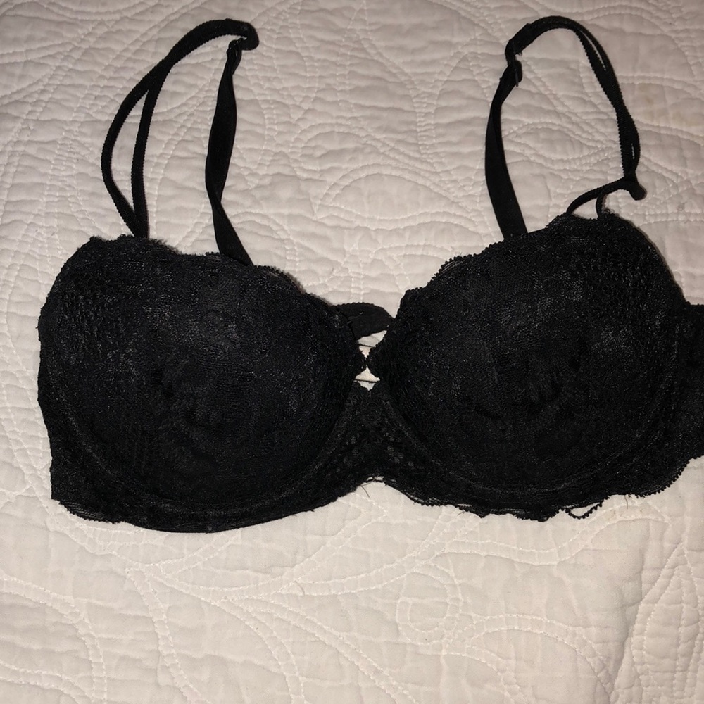 Black lace push up bra